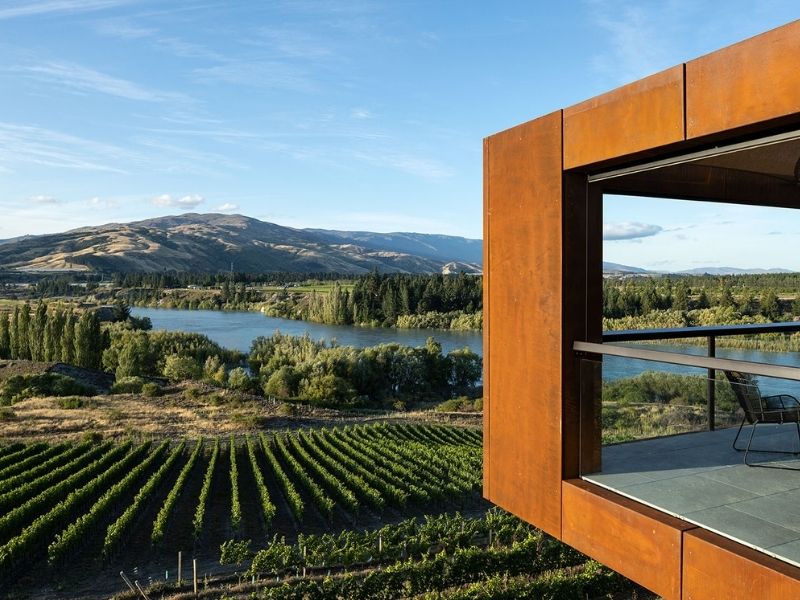 Te Kano Estate’s architectural cellar door in Bannockburn, Central Otago