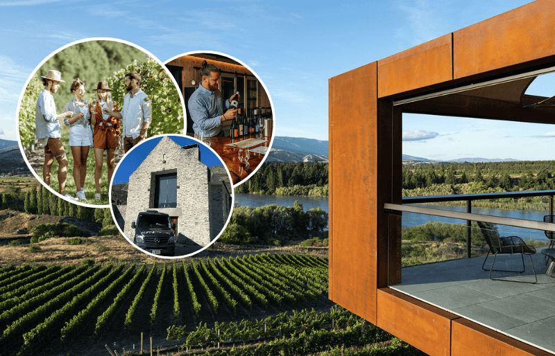 Collage of Queenstown dinner tour meals and their locations