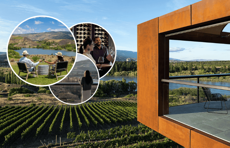 Alt Text: Private couples Central Otago wine tour – four wineries including Kinross, Te Kano, Carrick or Mt Difficulty, and Amisfield with luxury tastings